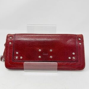 CHLOÉ | Deep Red Studded Leather Wallet
